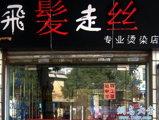 理发店取名飞发走丝 生意不错